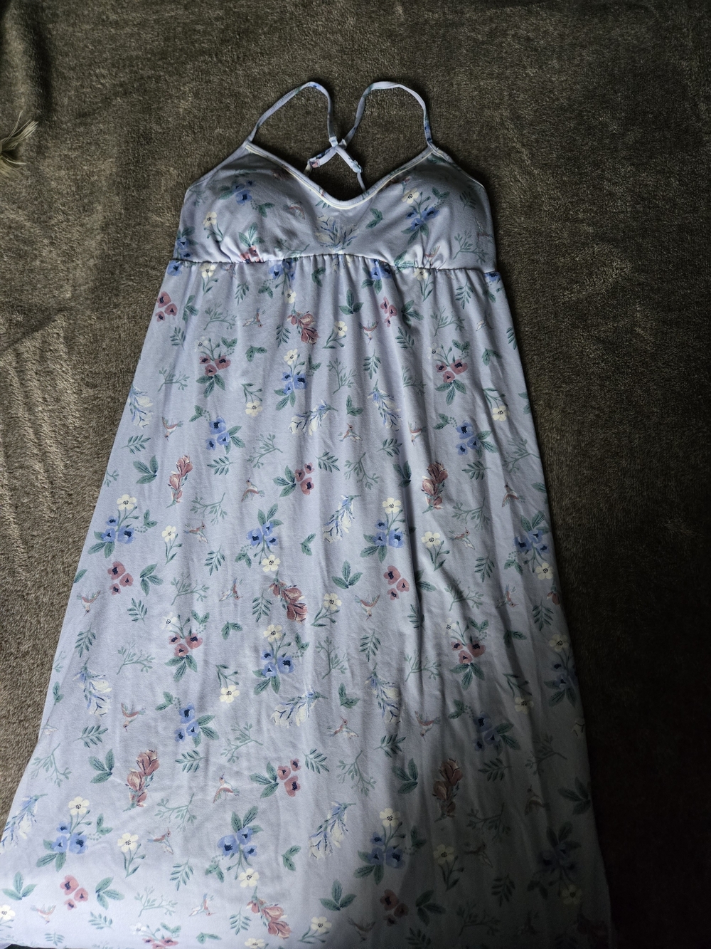 La Vie en Rose Blue Floral Maxi Nightgown — Size M 🌸💙
